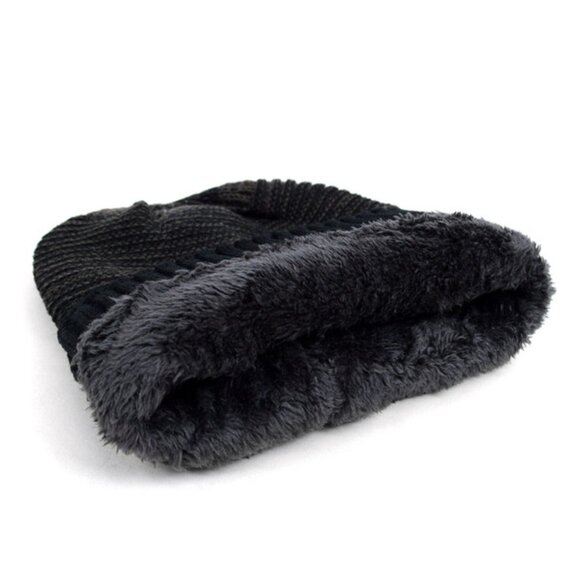 Hat -Reversible Slouchy Oversized Baggy Winter Beanie - Blk/GY - Unisex - NWT - Picture 3 of 7